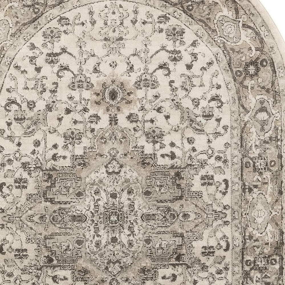 6' X 9' Gray and Ivory Medallion Power Loom Distressed Area Rug