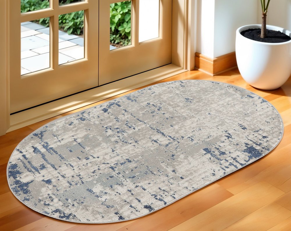 3' X 5' Gray and Ivory Abstract Power Loom Area Rug