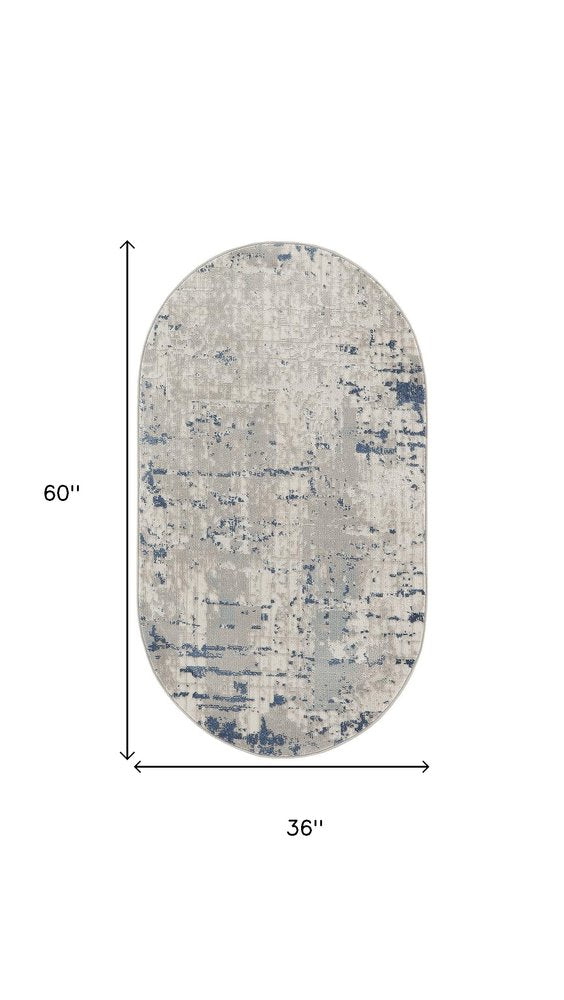 3' X 5' Gray and Ivory Abstract Power Loom Area Rug