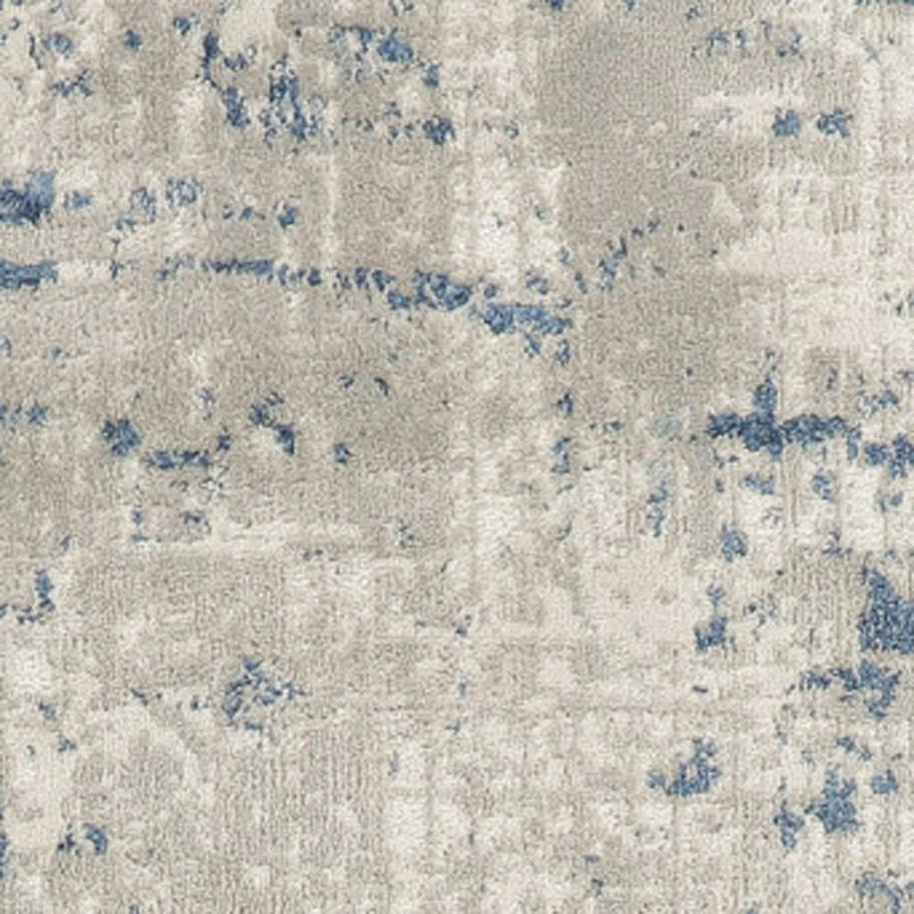 16' Gray And Ivory Abstract Runner Rug