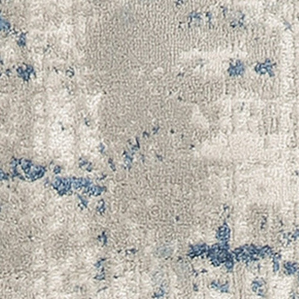 20' Gray And Ivory Abstract Runner Rug