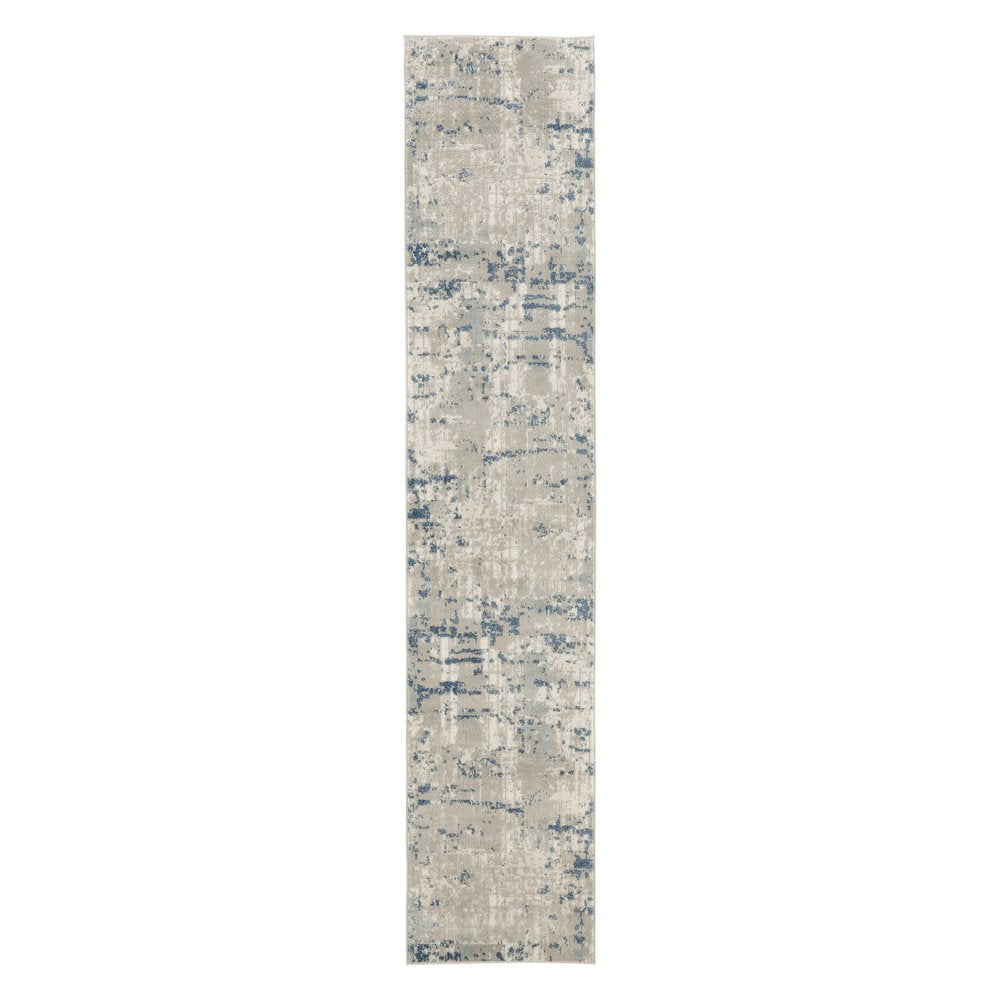 6' Gray And Ivory Abstract Runner Rug