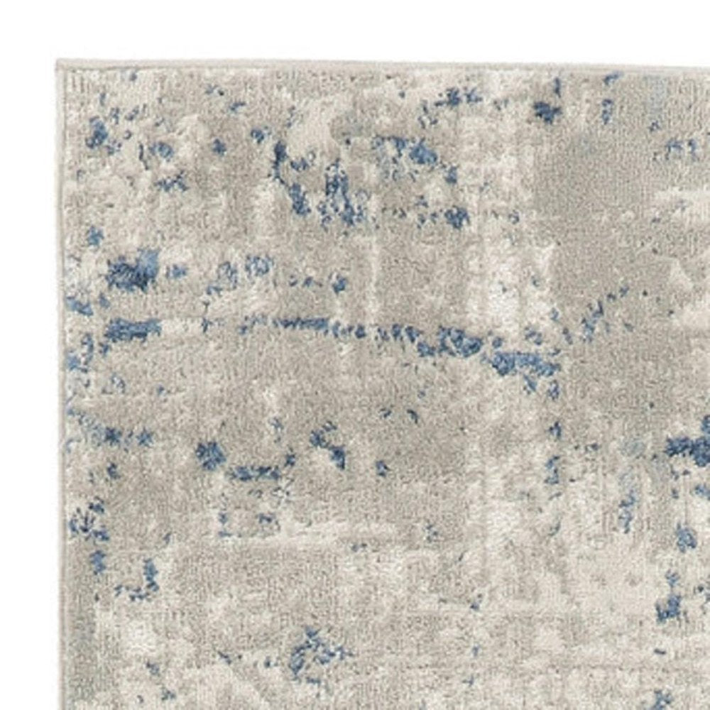 6' Gray And Ivory Abstract Runner Rug