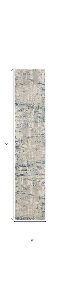 6' Gray And Ivory Abstract Runner Rug
