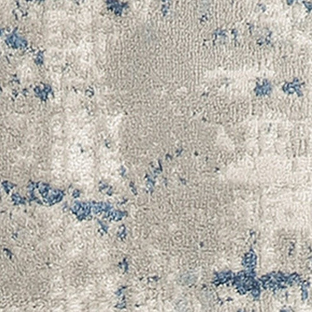 6' Gray And Ivory Abstract Runner Rug