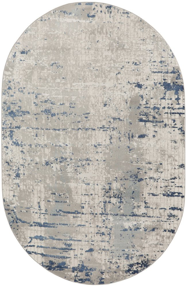 5' X 8' Gray and Ivory Abstract Power Loom Area Rug