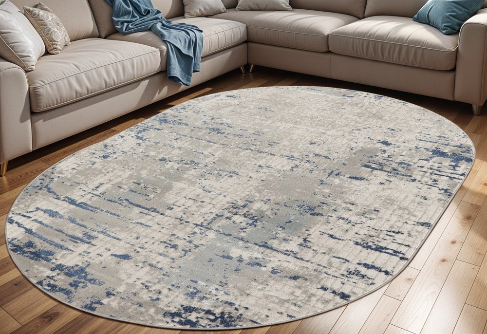 6' X 9' Gray and Ivory Abstract Power Loom Area Rug