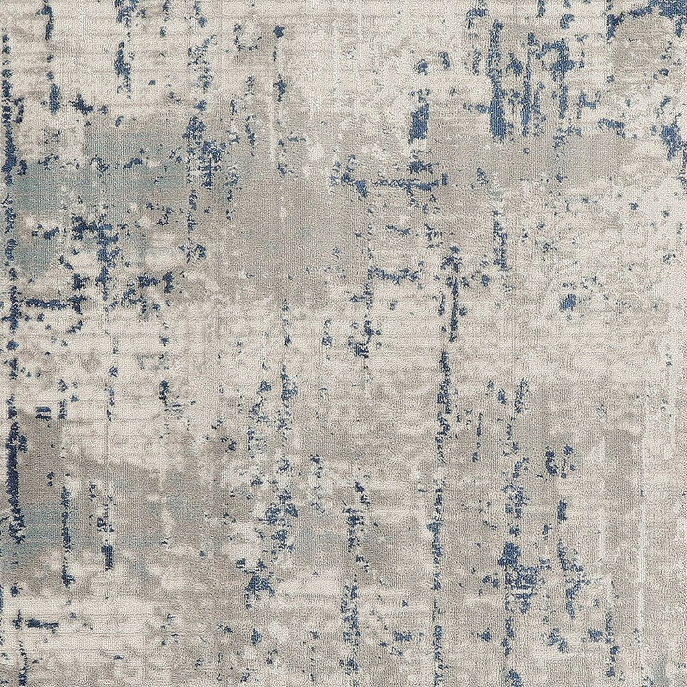4' Gray and Ivory Square Abstract Power Loom Area Rug