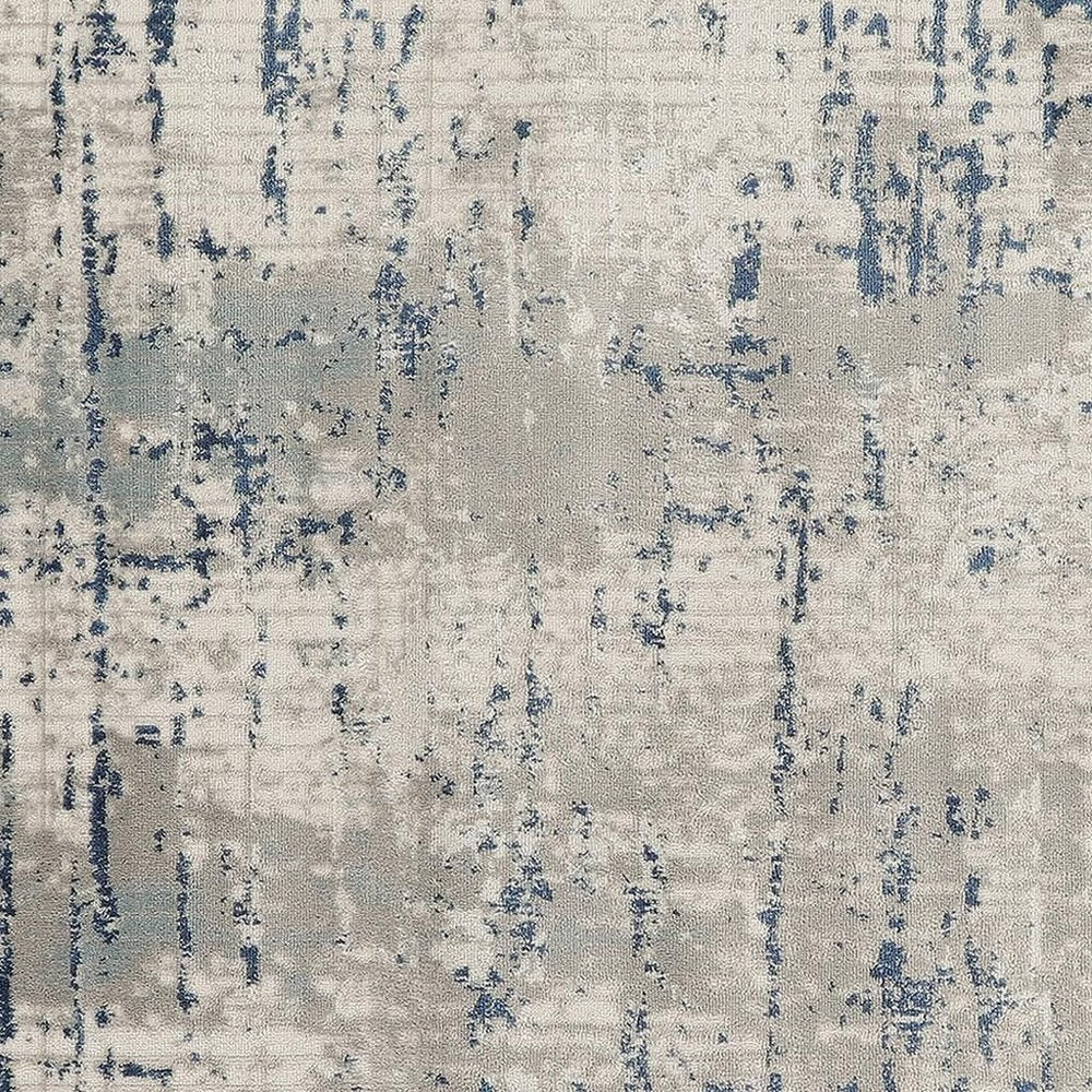 4' Gray and Ivory Square Abstract Power Loom Area Rug