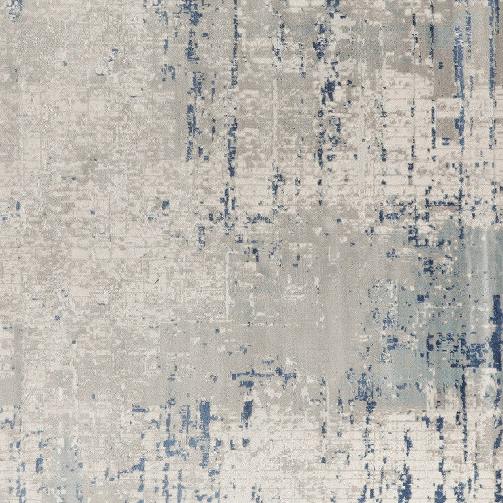 8' Gray and Ivory Square Abstract Power Loom Area Rug