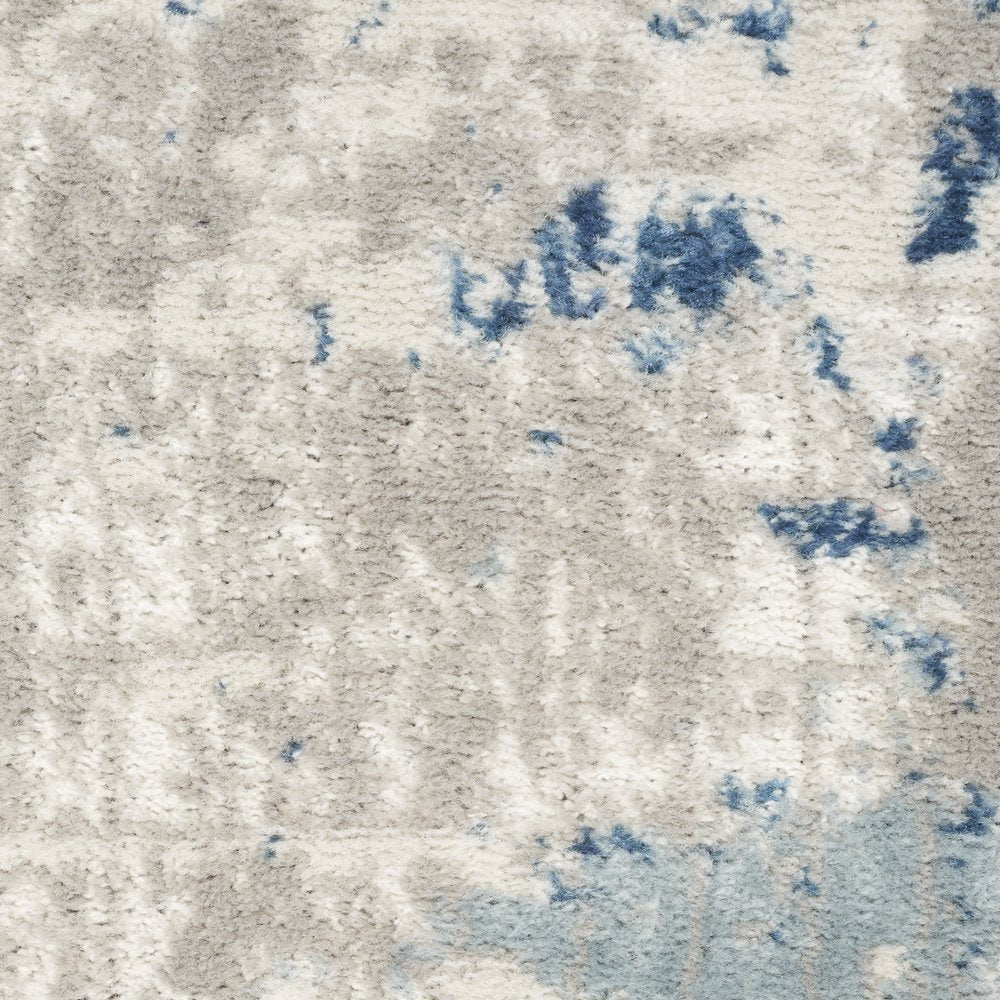 8' Gray and Ivory Square Abstract Power Loom Area Rug