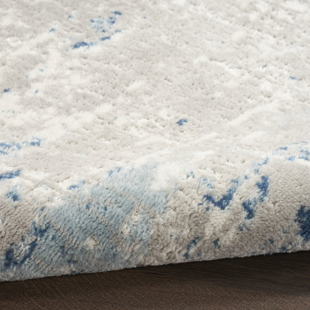 8' Gray and Ivory Square Abstract Power Loom Area Rug