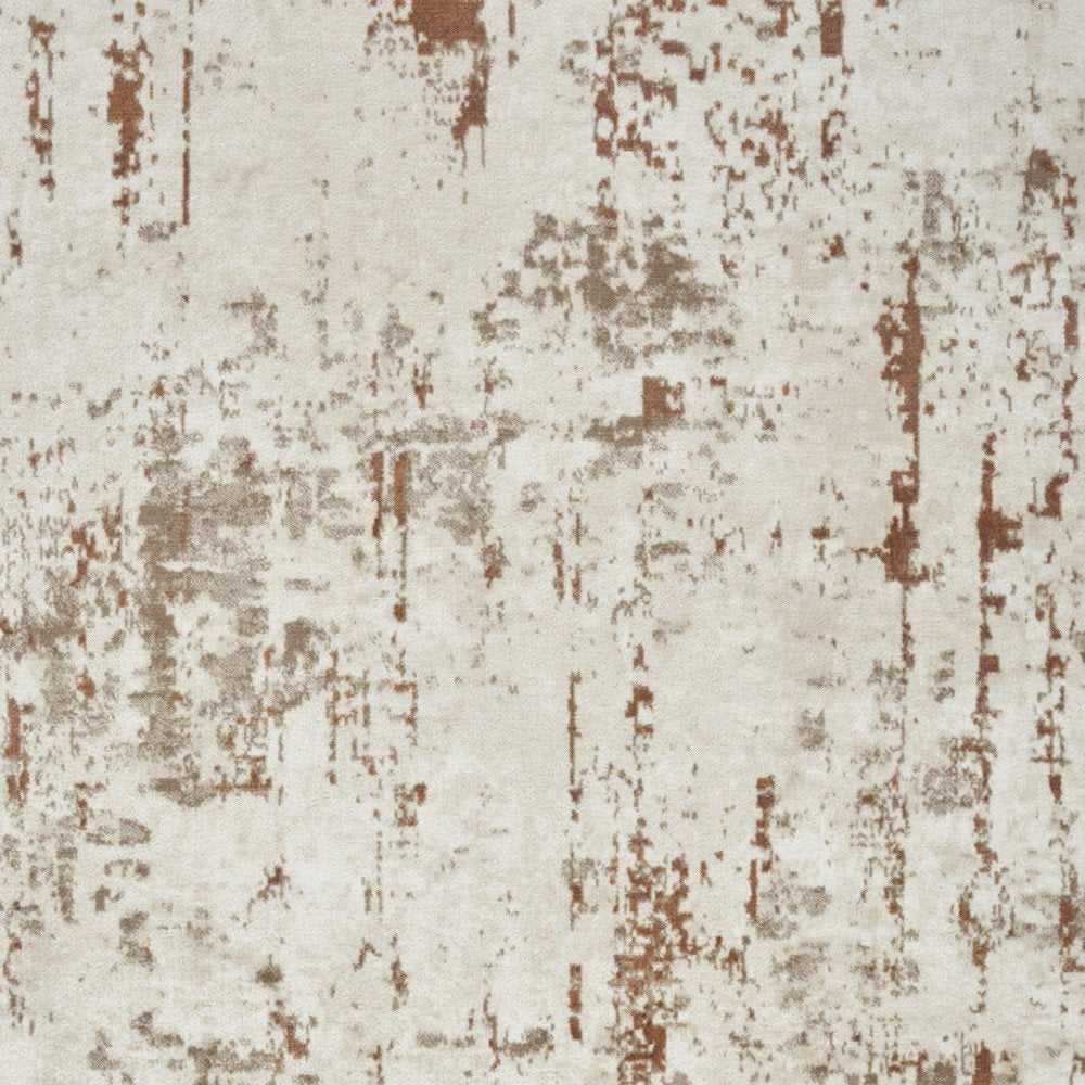 4' X 6' Red and Ivory Abstract Power Loom Area Rug