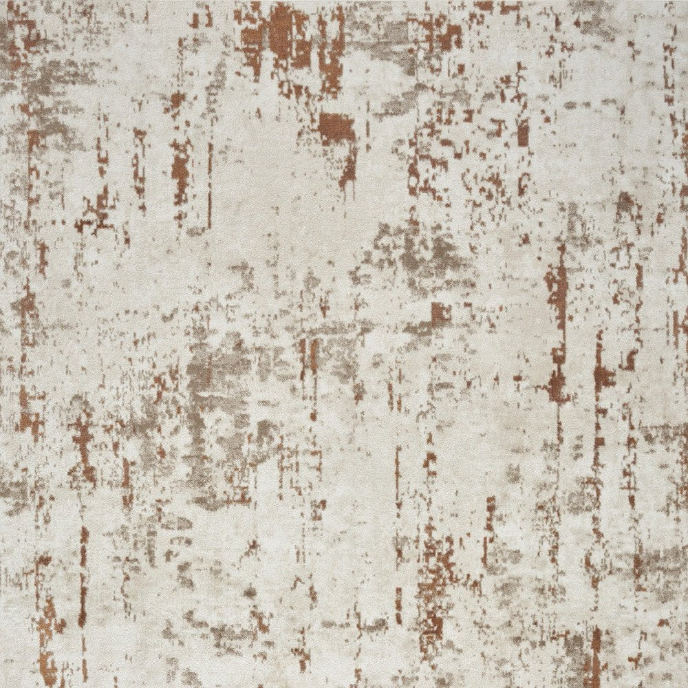 4' X 6' Red and Ivory Abstract Power Loom Area Rug