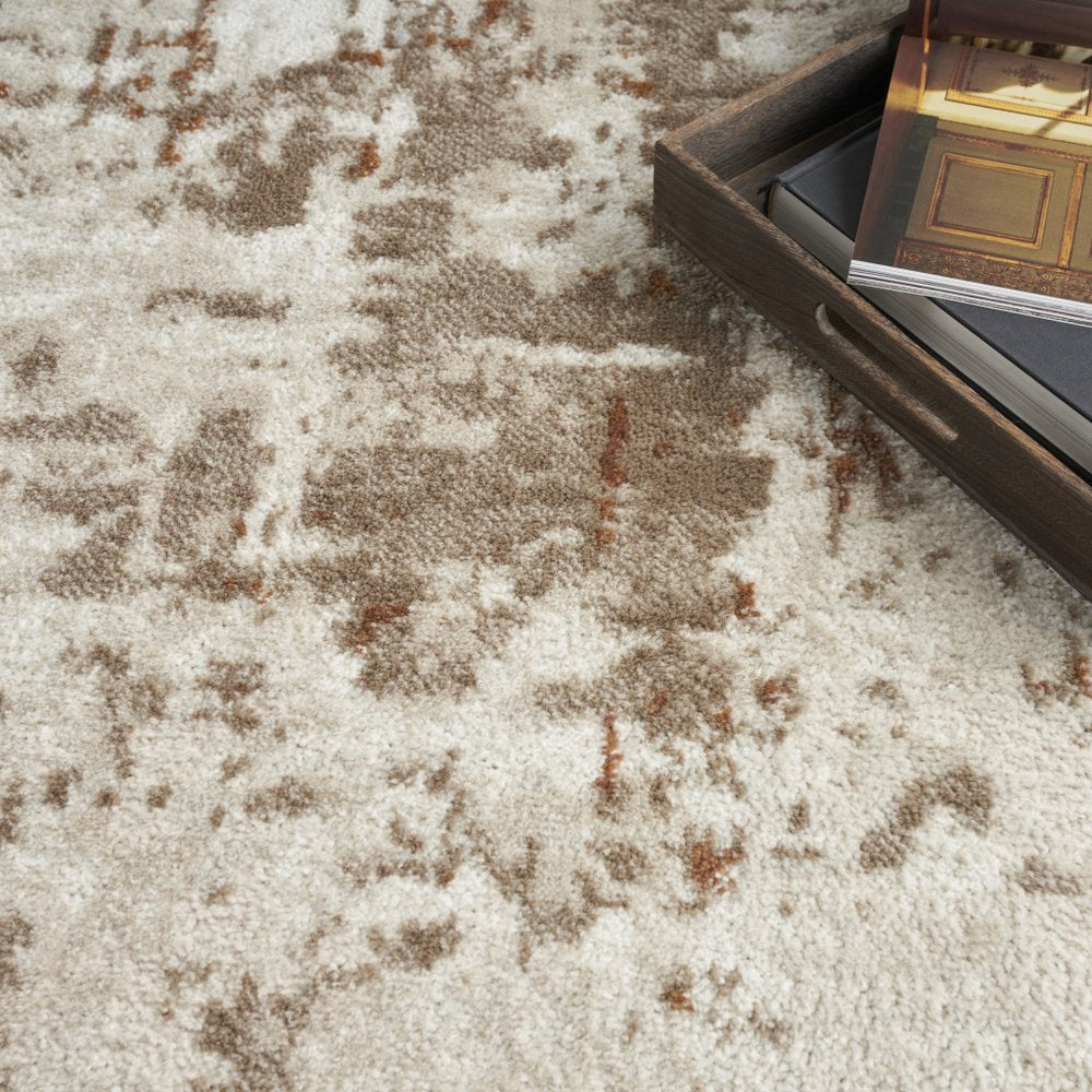 4' X 6' Red and Ivory Abstract Power Loom Area Rug