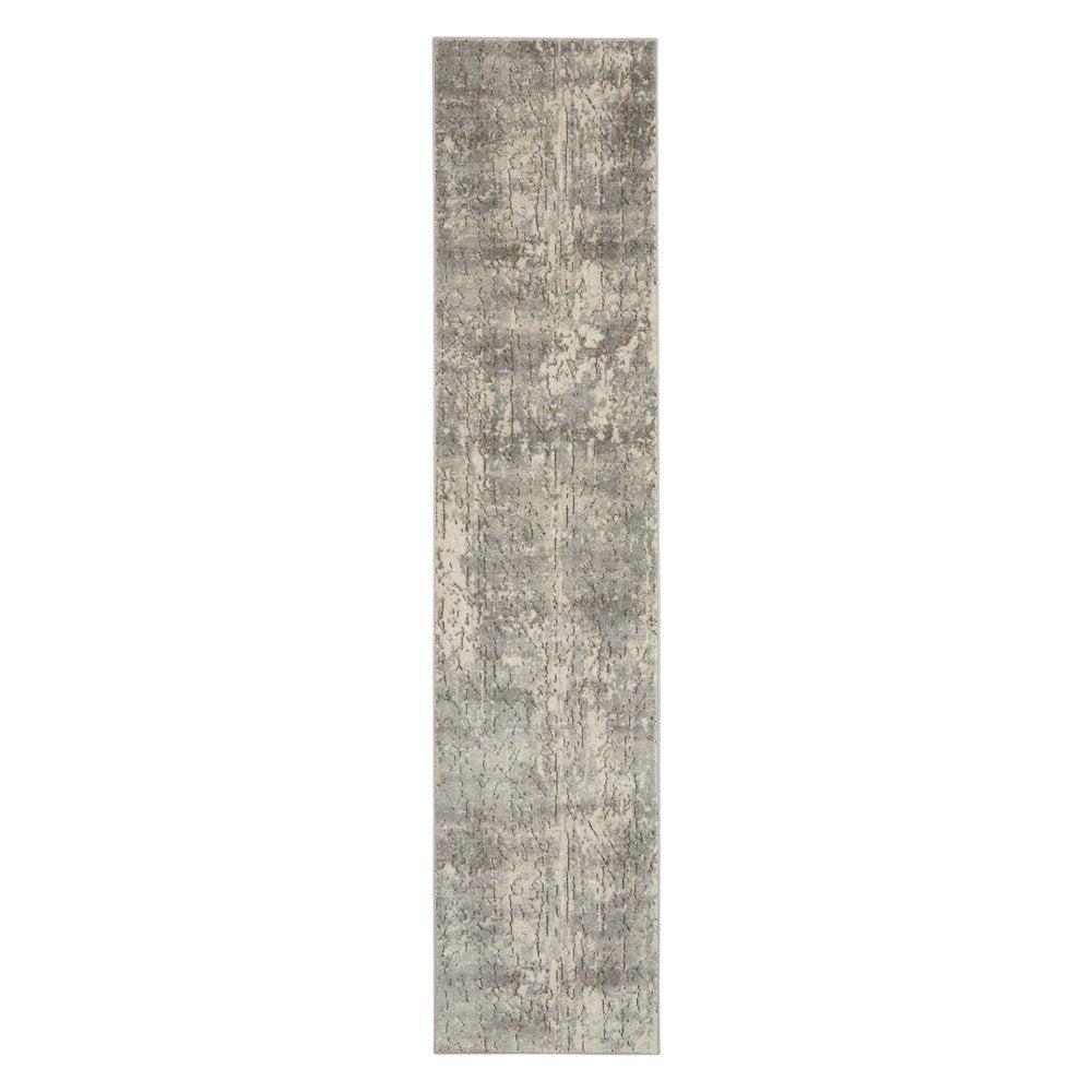 10' Beige And Gray Abstract Runner Rug