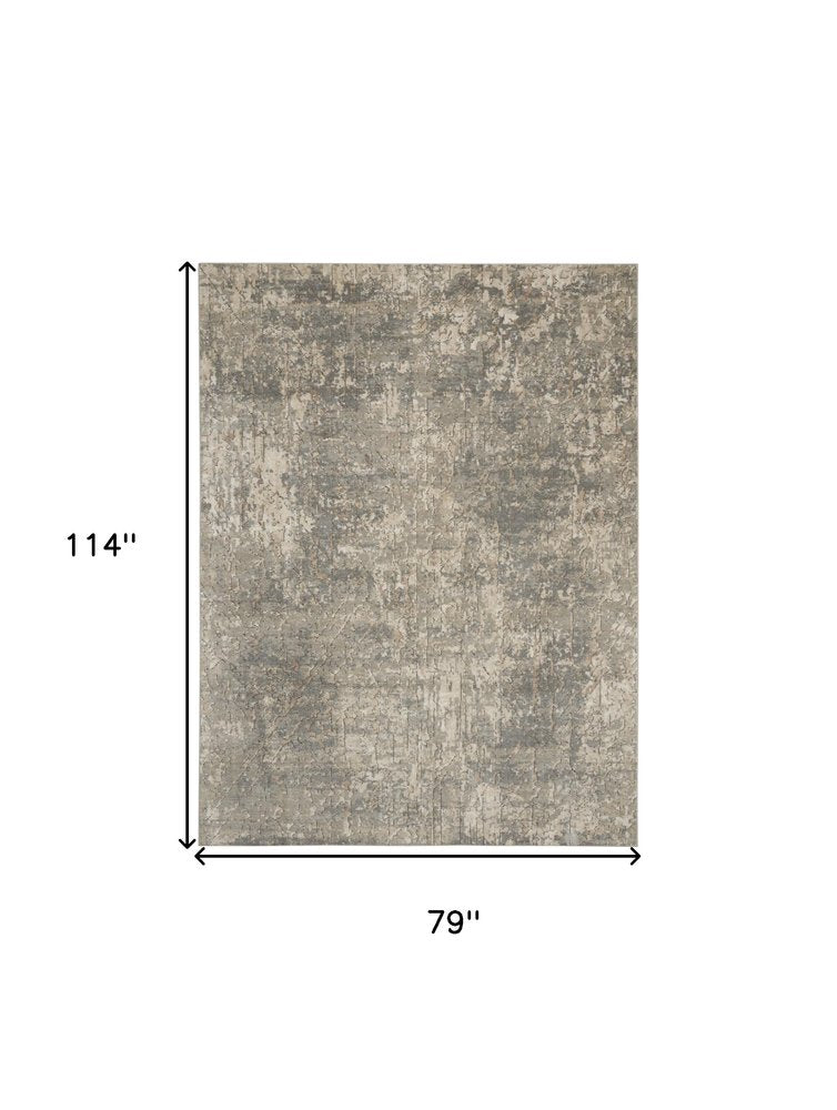 7' X 10' Beige and Gray Abstract Power Loom Area Rug