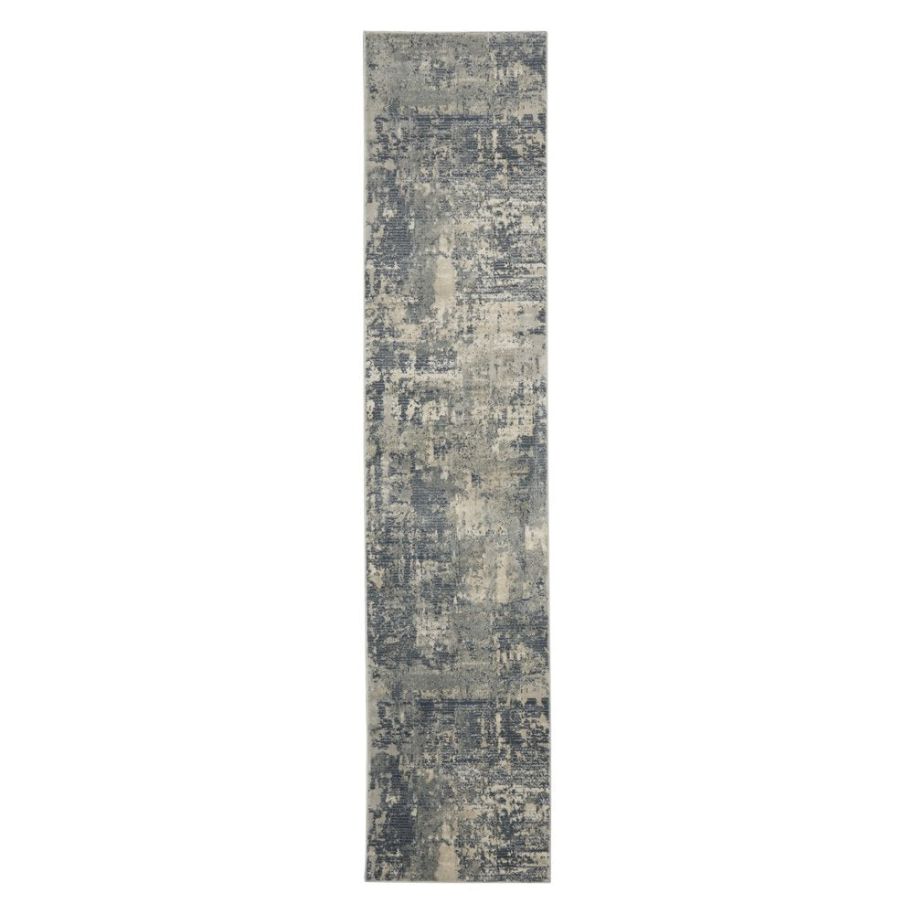 10' Beige And Gray Abstract Runner Rug