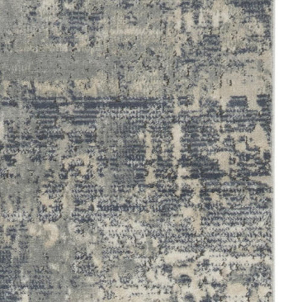 10' Beige And Gray Abstract Runner Rug