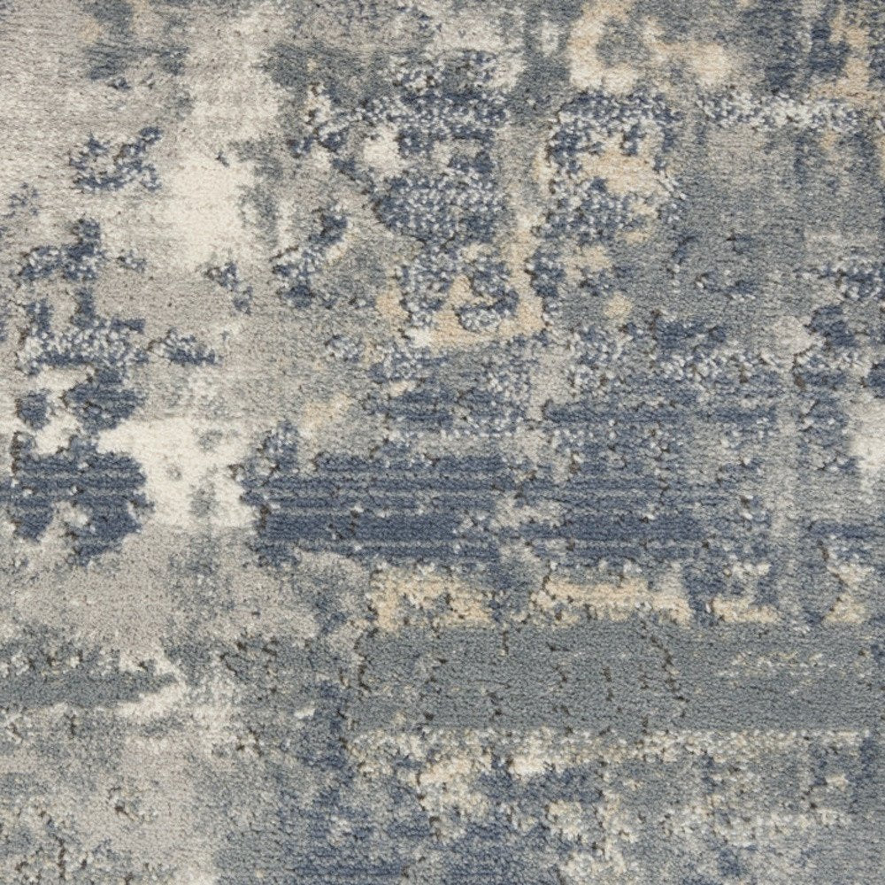 10' Beige And Gray Abstract Runner Rug