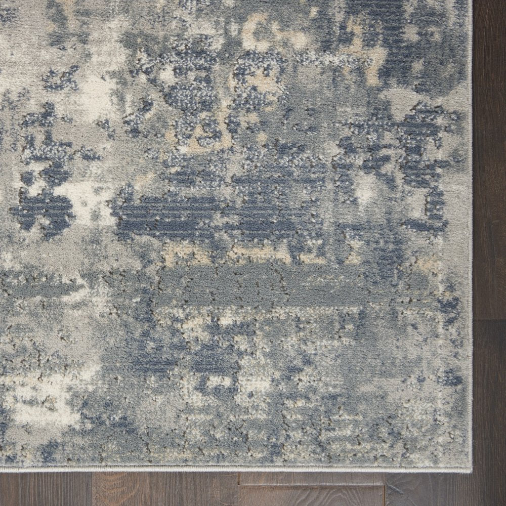10' Beige And Gray Abstract Runner Rug