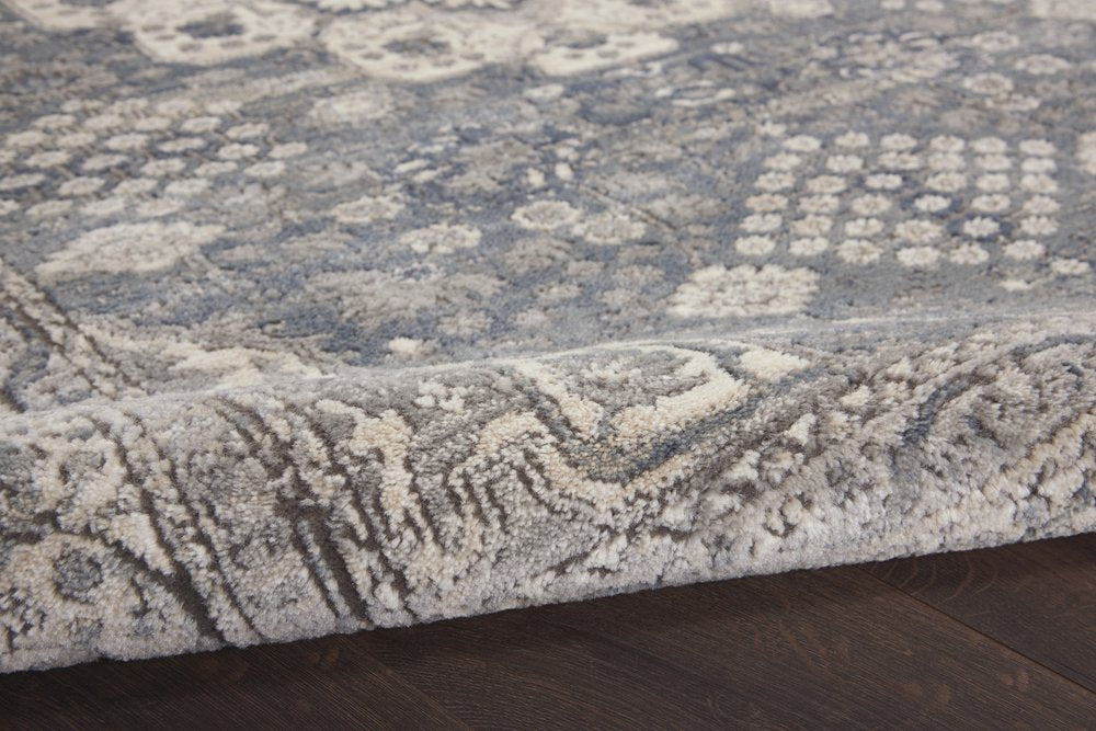 10' Beige Ivory And Gray Medallion Runner Rug