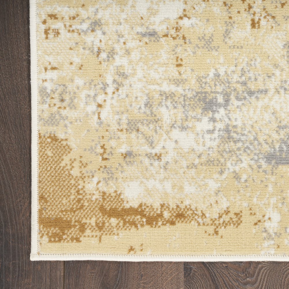 8' Beige And Blue Abstract Runner Rug