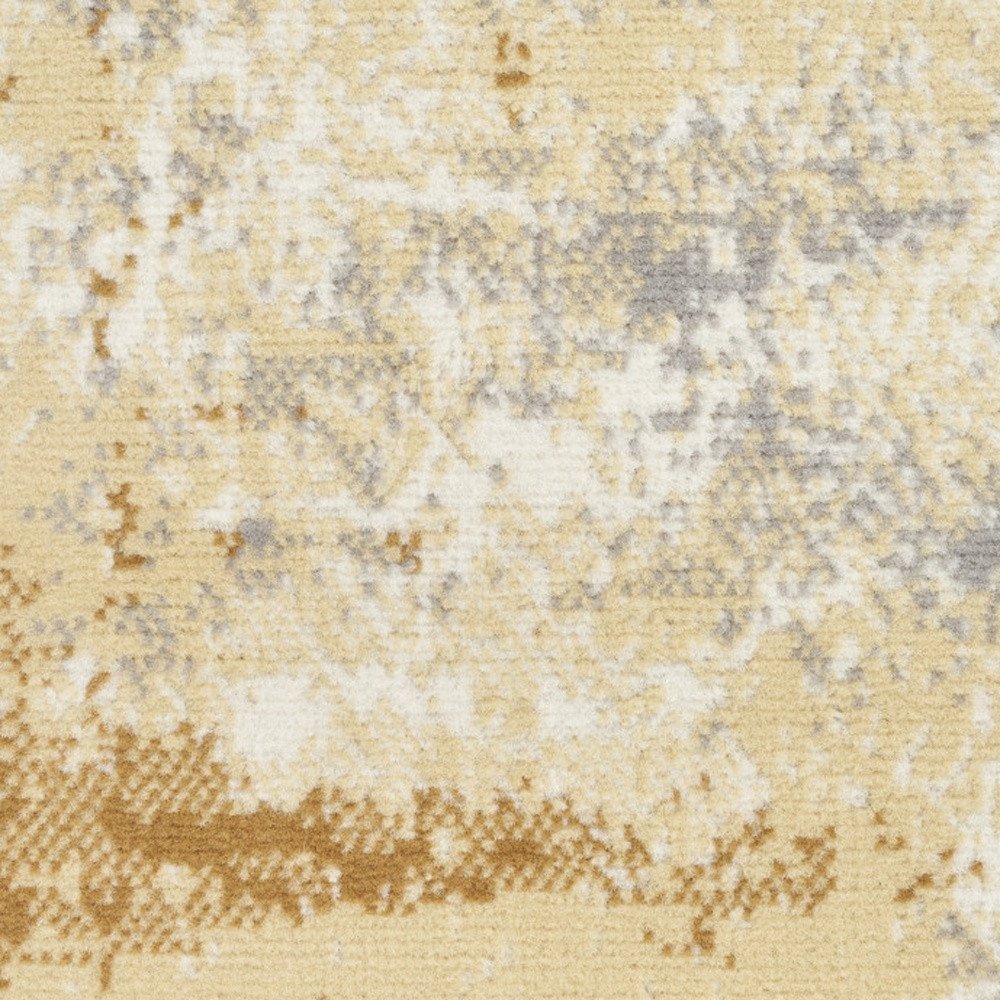 8' Beige And Blue Abstract Runner Rug