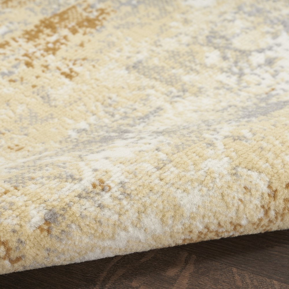 8' Beige And Blue Abstract Runner Rug