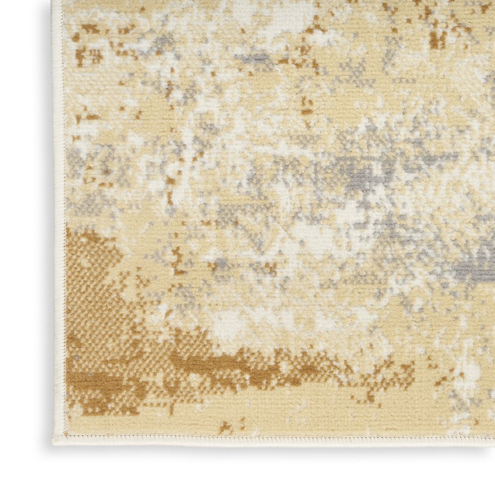 8' Beige And Blue Abstract Runner Rug