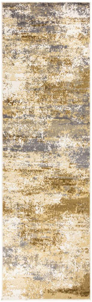 8' Beige And Blue Abstract Runner Rug