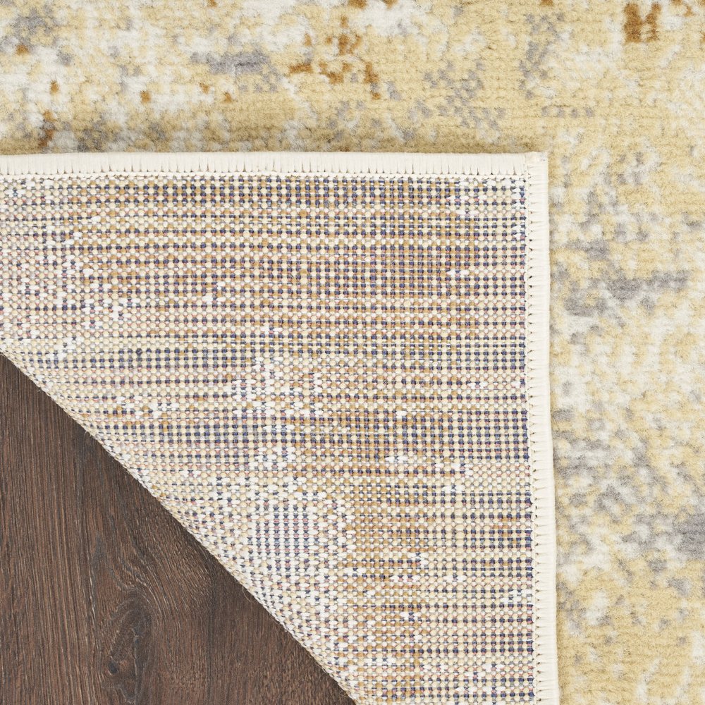 8' Beige And Blue Abstract Runner Rug