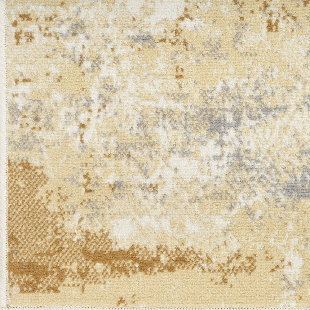 8' Beige And Blue Abstract Runner Rug