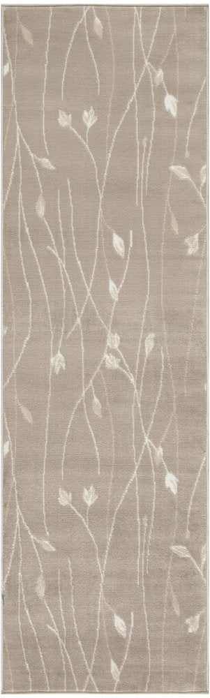 8' Beige And Ivory Floral Runner Rug