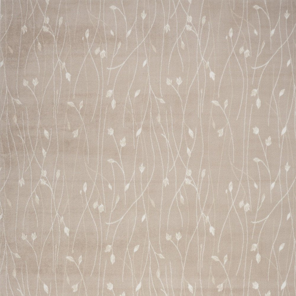 5' X 7' Beige and Ivory Floral Power Loom Area Rug