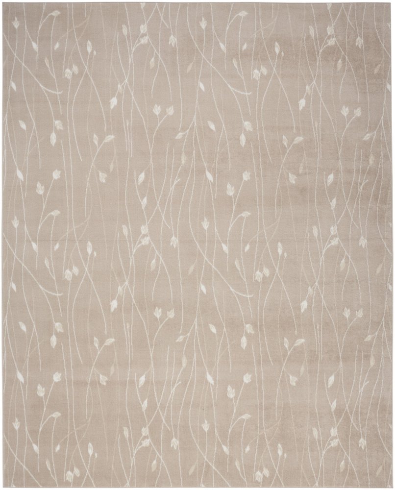 5' X 7' Beige and Ivory Floral Power Loom Area Rug
