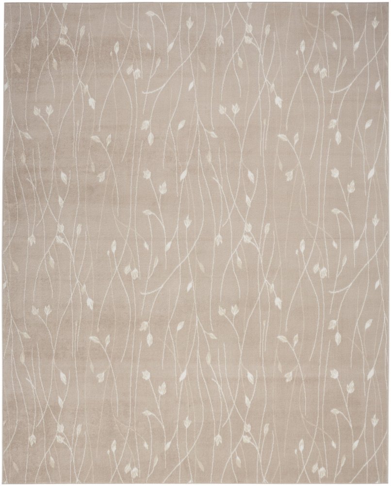 5' X 7' Beige and Ivory Floral Power Loom Area Rug