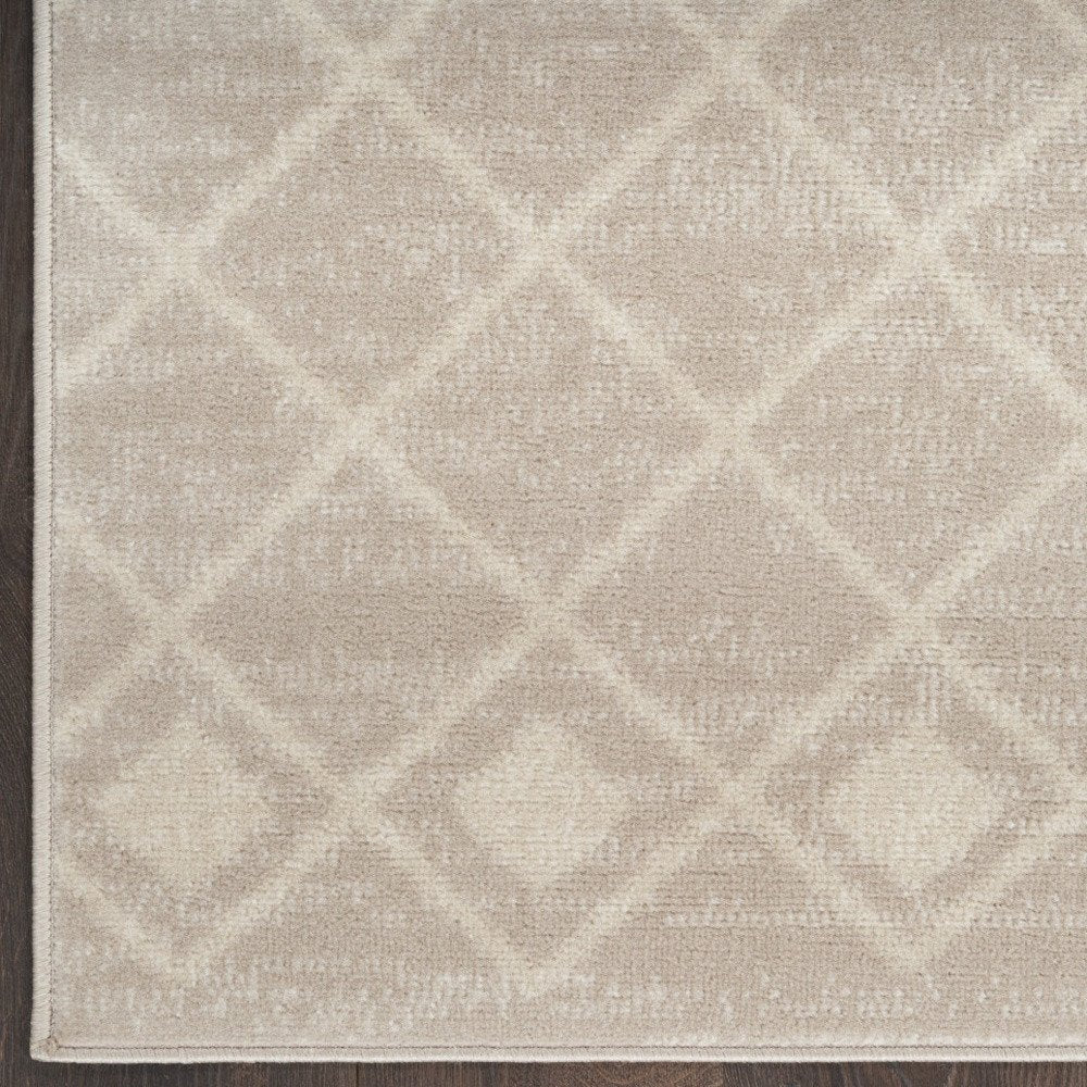 8' Beige And Ivory Moroccan Runner Rug