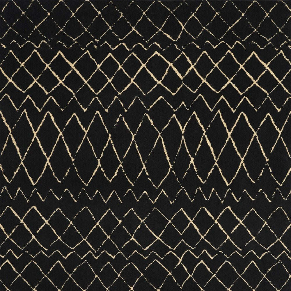 6' X 9' Black and Ivory Abstract Power Loom Distressed Area Rug