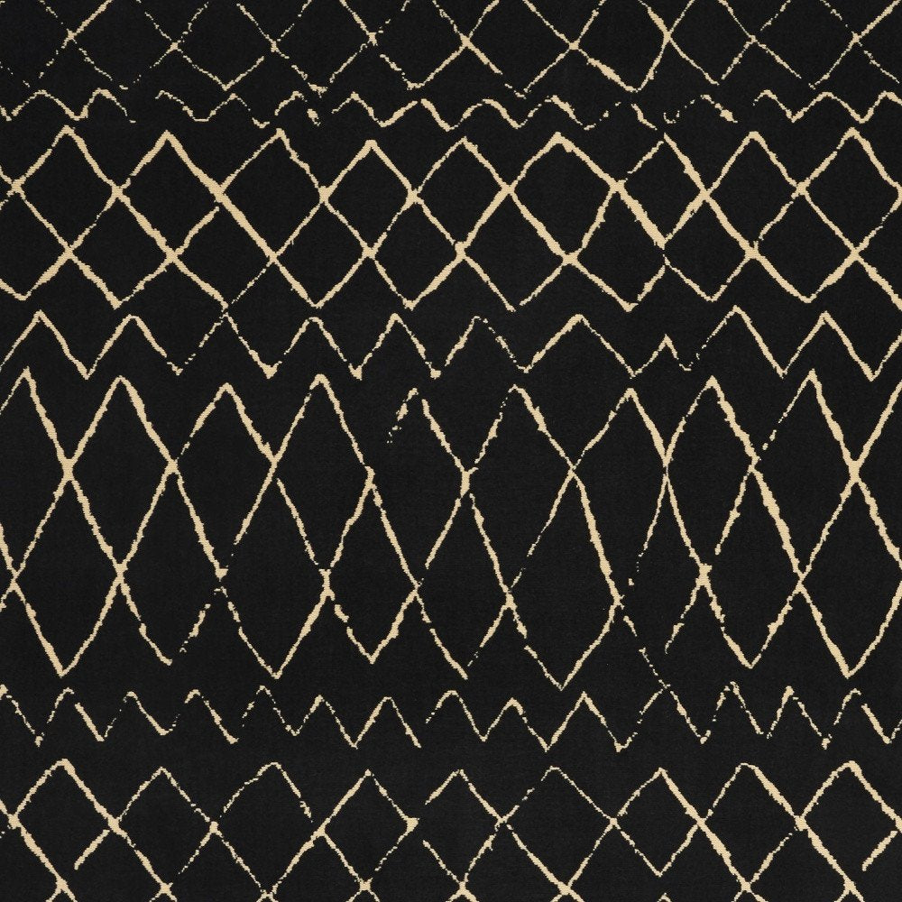 7' X 10' Black and Ivory Abstract Power Loom Distressed Area Rug