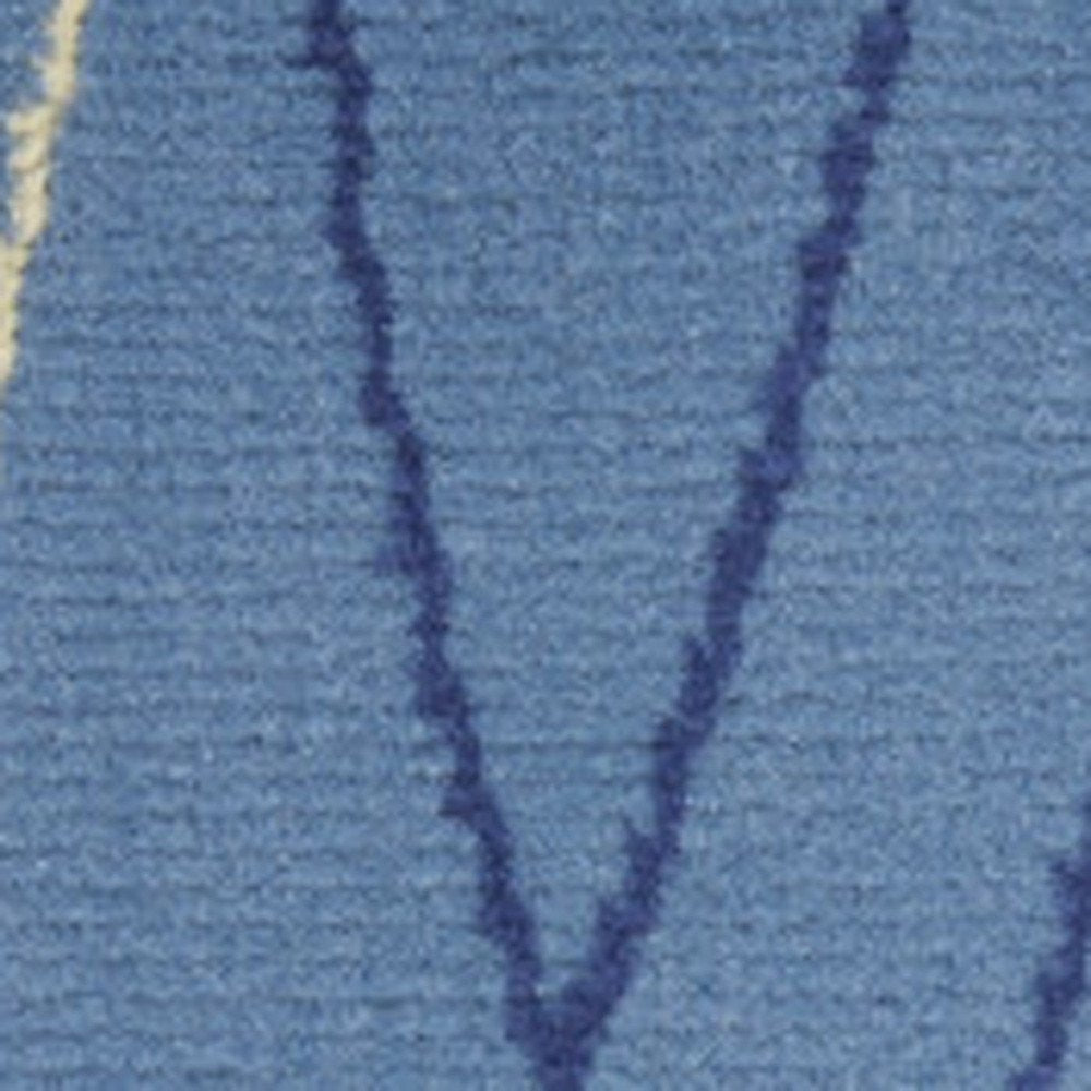 8' Blue And Beige Floral Runner Rug