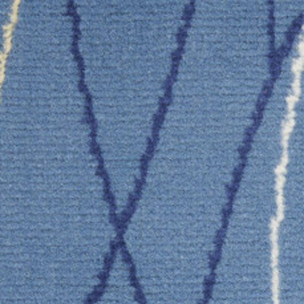 8' Blue And Beige Floral Runner Rug