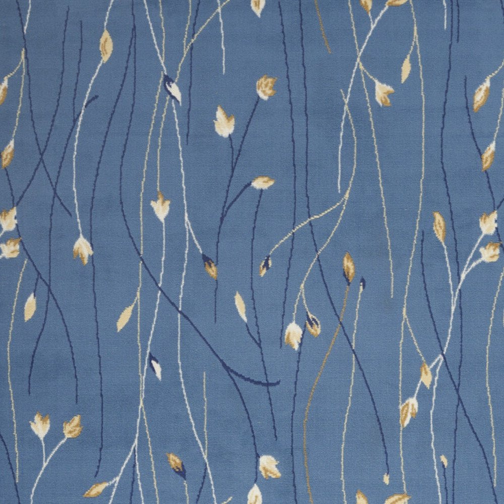 4' X 6' Blue and Beige Floral Power Loom Area Rug