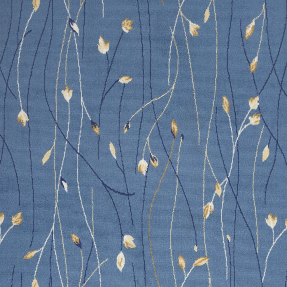 5' X 7' Blue and Beige Floral Power Loom Area Rug