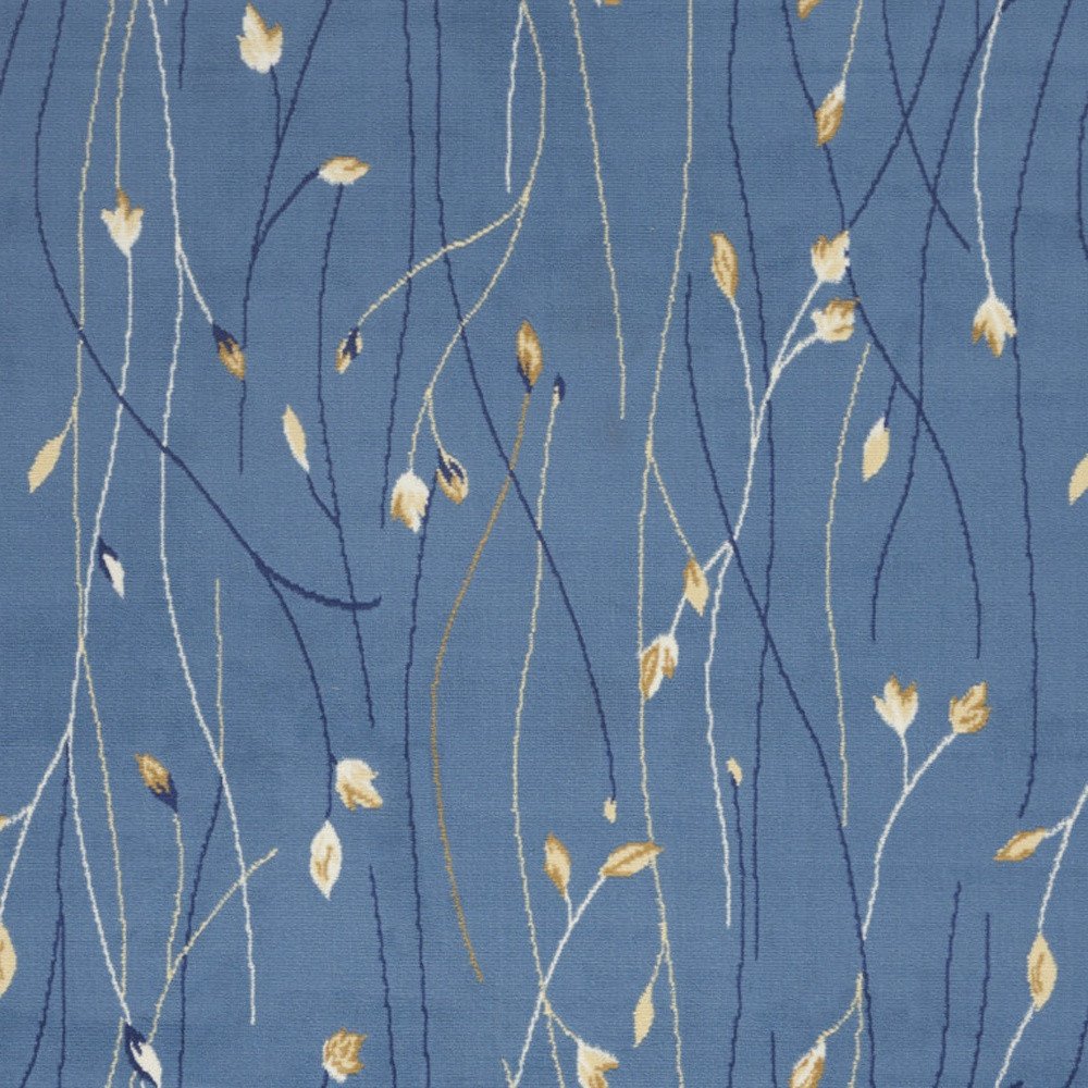 6' X 9' Blue and Beige Floral Power Loom Area Rug