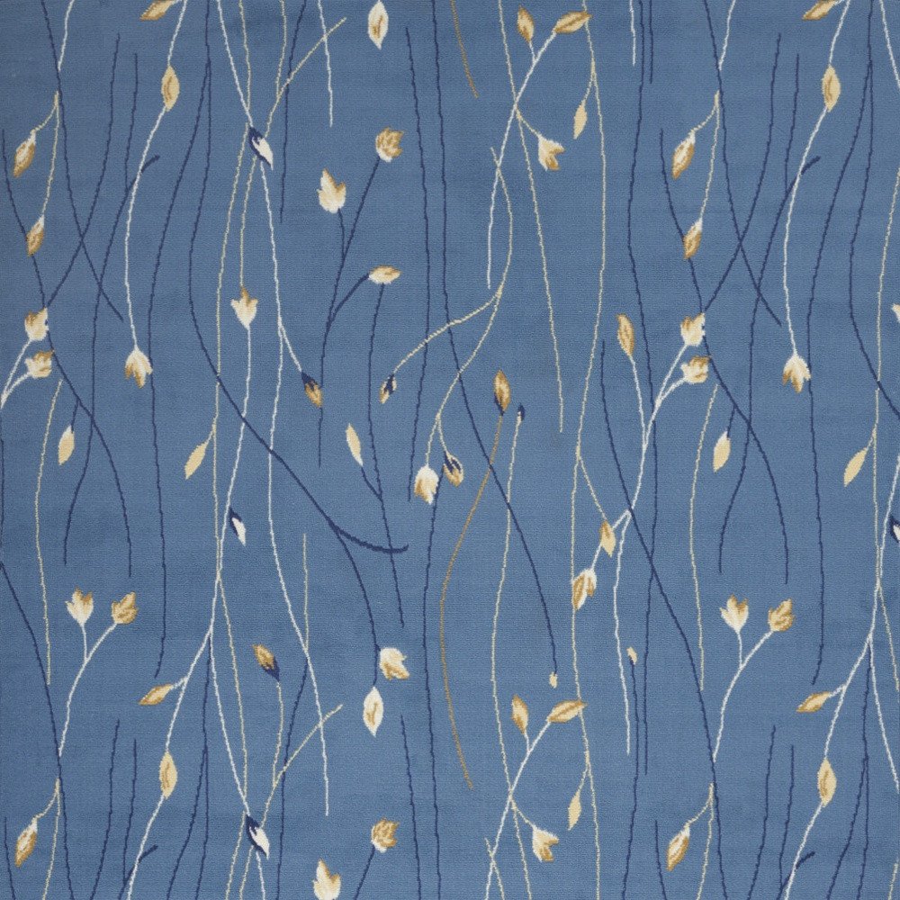 6' X 9' Blue and Beige Floral Power Loom Area Rug