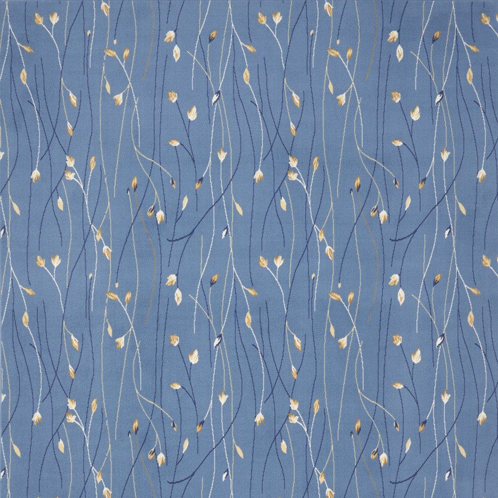 7' X 10' Blue and Beige Floral Power Loom Area Rug