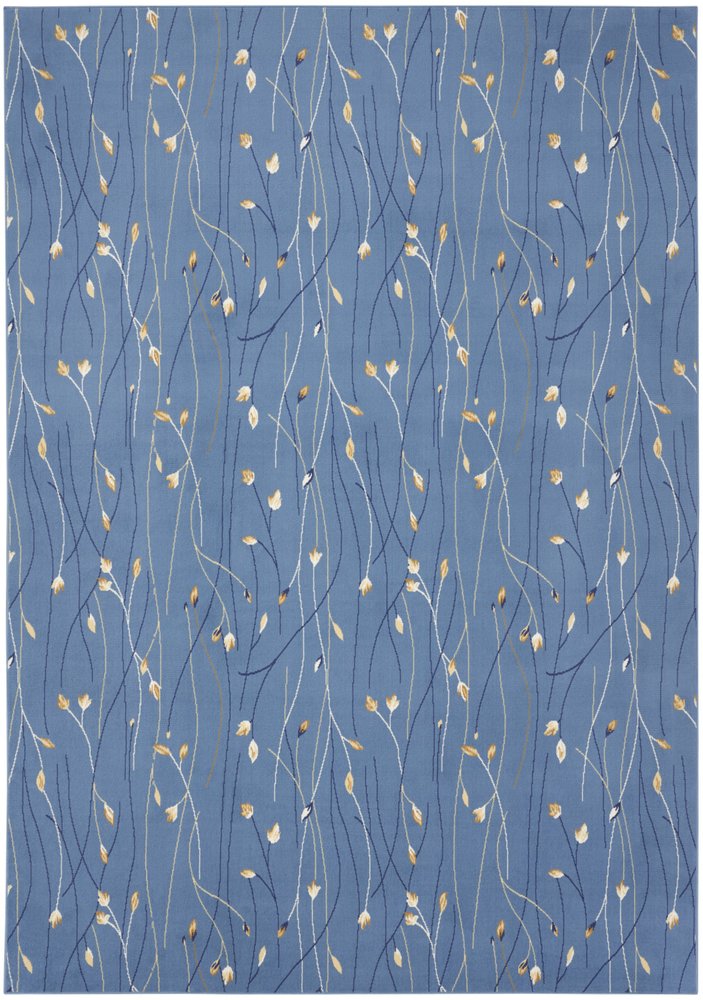 7' X 10' Blue and Beige Floral Power Loom Area Rug