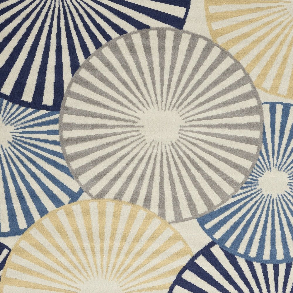 4' X 6' Blue and Ivory Geometric Power Loom Area Rug