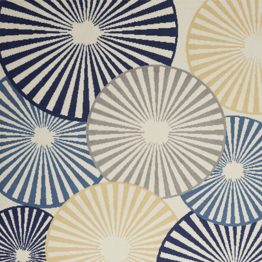 4' X 6' Blue and Ivory Geometric Power Loom Area Rug